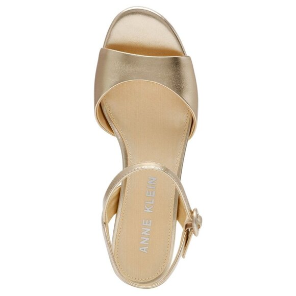 Anne Klein Gold Block Heel Sandals - Picture 3 of 4